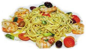 Garnelen* in Olivenöl mit Spaghetti, Cherry-Tomaten, Knoblauch und frischen Zwiebeln 18,90 1 Kilo Garnelen* 39,90 86.