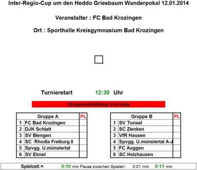 Inter-Regio-Cup, Vorrunde Inter-Regio-Cup um den Heddo Griesbaum Wanderpokal 10.01.