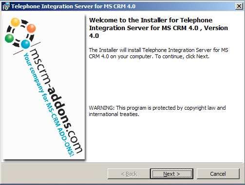1.1 Installation Sie müssen TI for MS CRM 4 auf dem Server installieren auf dem auch Ihr MS CRM läuft. 1.