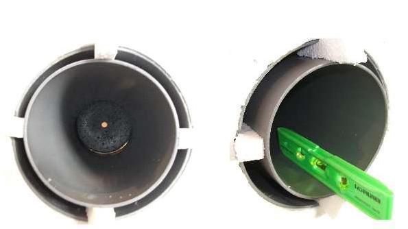 Lüfterantrieb oder EPP-Ronde vor dem Einschäumen in das Rohr einschieben, um einer Verformung des Rohres entgegenzuwirken. 3. Mögliche Dampfsperre mit Fixrohr verkleben. 4.