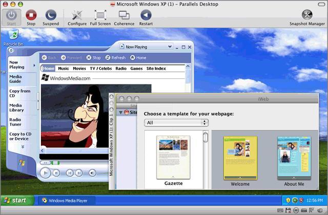 Arbeiten mit virtuellen Maschinen 109 Positionieren eines Bildes über dem Fenster der virtuellen Maschine Mit Parallels Desktop können Sie Bilder (auch Clip genannt) vom gesamten Mac OS X-