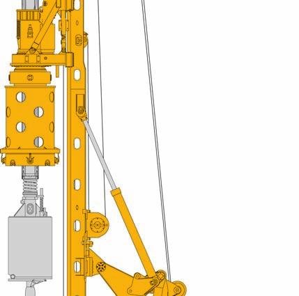 mit langer Hohlschnecke (SOB) mit oder ohne Kellyverlängerung Sonderverfahren wie VdW-Bohren, Verdrängerbohrungen The BG 18 H rotary drilling rig has an operating weight of approx. 52. t.