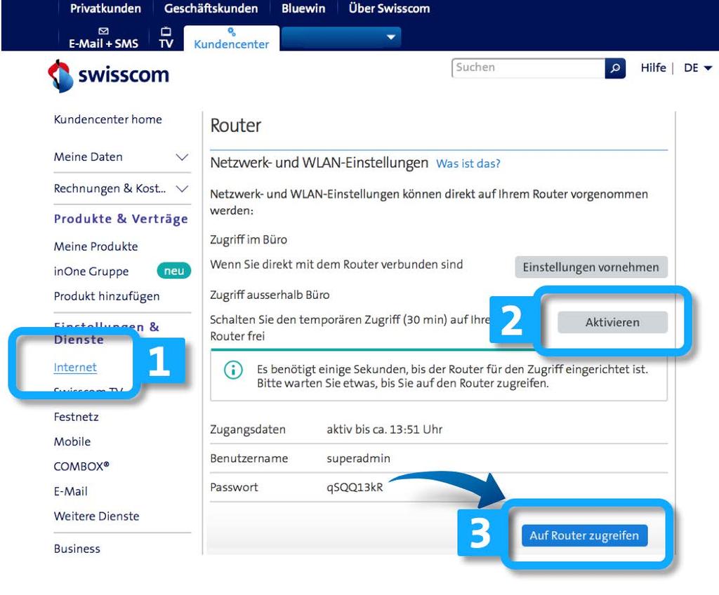 Router-Einstellungen -> Zugriff ausserhalb