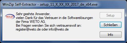 1.1.1 Start der Installation Im ersten Schritt öffnet sich ein Hinweisfenster mit allgemeinen Informationen. Bestätigen Sie hier mit OK. Danach werden alle wichtigen Komponenten geladen.