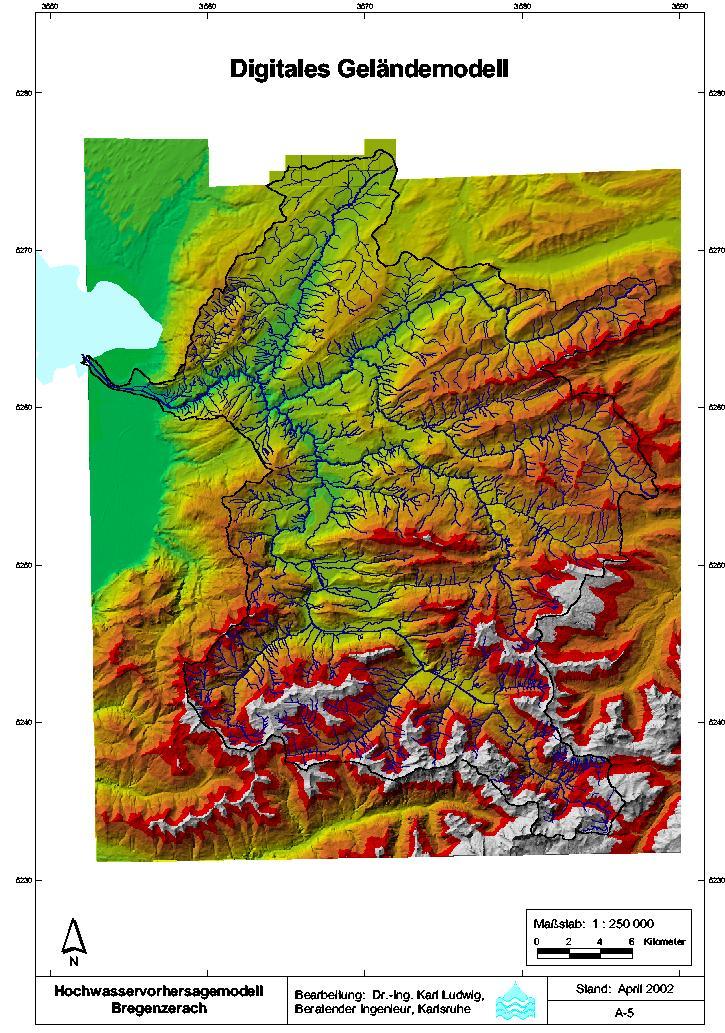 Bregenzerach Einzugsgebiet bassin versant 835 km² Höhe m ü:a/altitude m audessus du niveau de l Adriatique) 400-2650 m