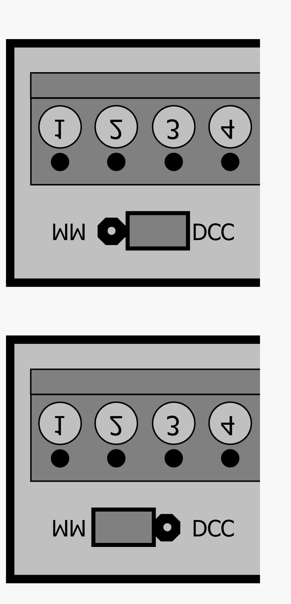 Deutsch B-2 Anschluss an die Zentrale Sie können den Booster entweder an den Gleisausgang einer Motorola- Zentrale oder einer DCC-Zentrale oder an den DCC-kompatiblen Boosterausgang einer Zentrale