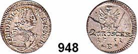 0,55 g. Kluge 314.1/3065. v.s. 1621. Olding 327...Kleines Zainende, sehr schön 50,- 955 Gröschel 1774 B, Breslau. 0,55 g. Kluge 315.5. v.s. 1626. Olding 328.