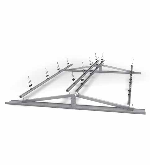D-LEVEL SYSTEM Aufdachsystem mit doppelseitiger Ausrichtung Für Dächer mit geringer Ballastierungsmöglichkeit optimale Dachbelegung dank geringer Verschattungsabstände Mit der K2 Schiene LevelRail