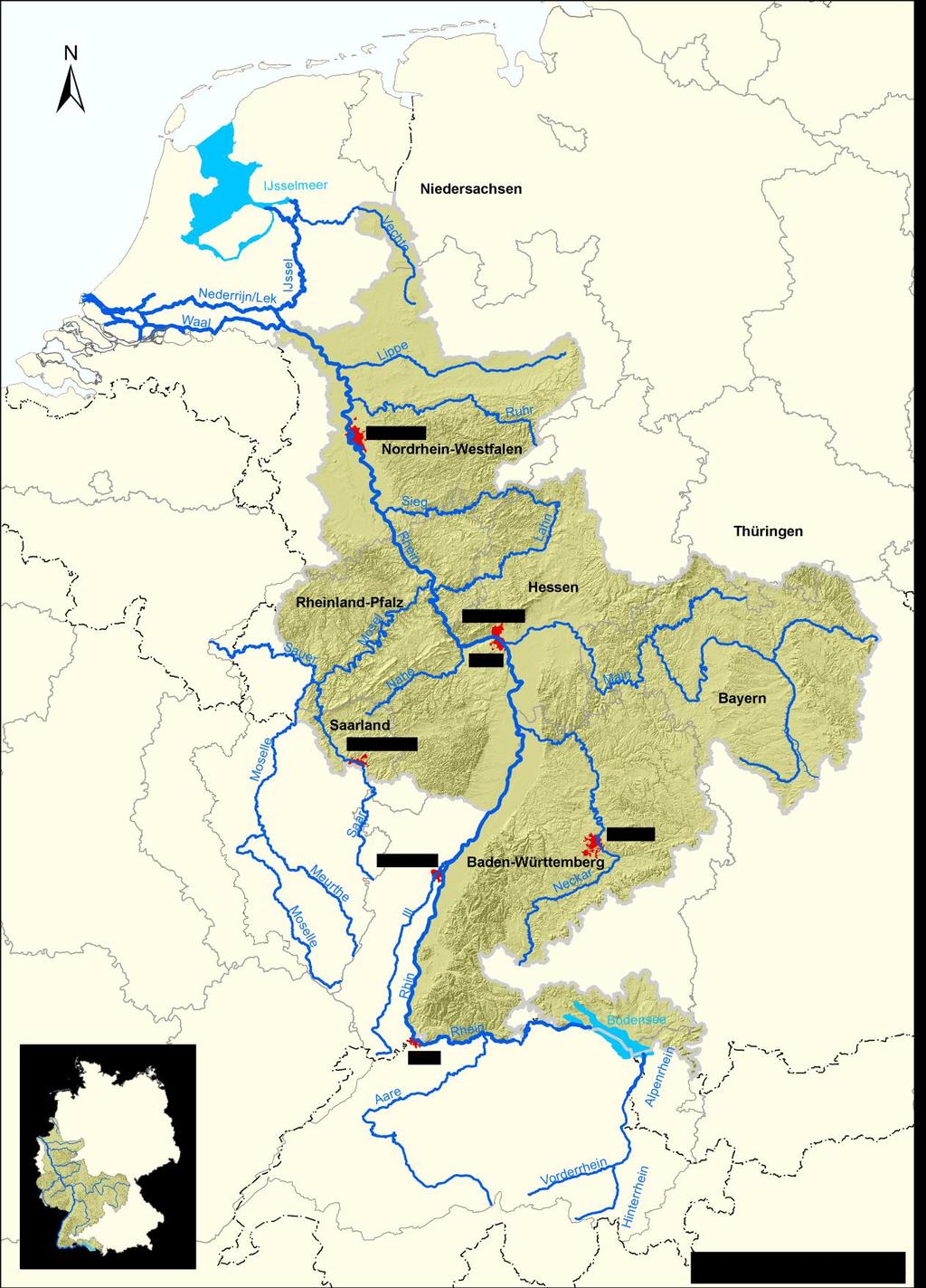 Abbildung 4: Übersicht über das deutsche Rheineinzugsgebiet, Quelle: