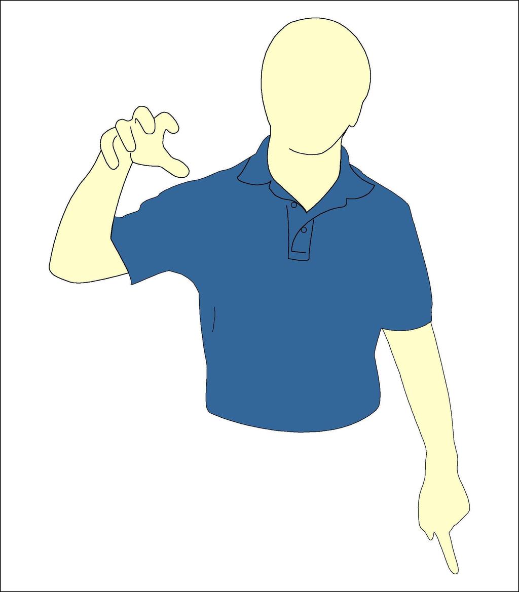 Handfläche zum Körper und sage: (Regel: 6.13 ) Aus oder Toter Ball.