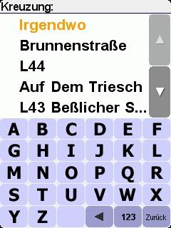 Wenn Sie bei der Angabe der Hausnummer auf die KREUZUNG-Schaltfläche tippen, auf FERTIG tippen, ohne eine Hausnummer anzugeben oder wenn TomTom Navigator -HP Edition- keine Hausnummern an der