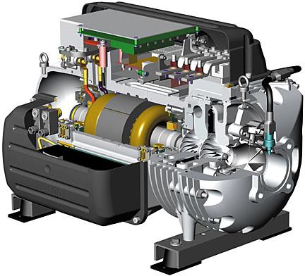 Komponenten Turbo-Verdichter Inverter speed control 2 stage, direct drive, hermetic centrifugal compressor
