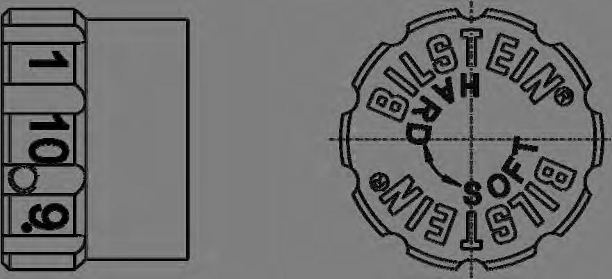 Hinweis für die Kraftverstellung - instruction for force adjustment Verstellposition 1 = weich Verstellposition 10 = hart position 1 = soft position 10 = firm Beim Verstellen muss das Einrasten auf