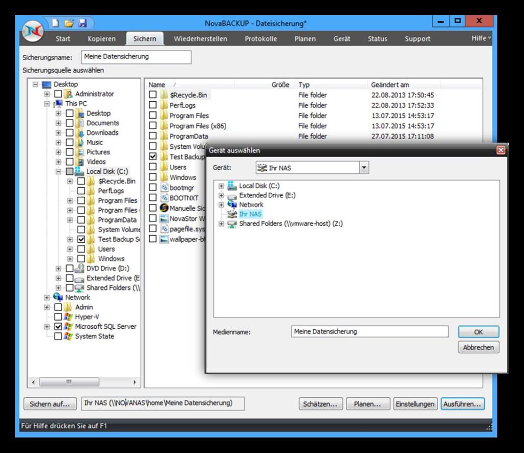 Server Daten Backup Dateien und MS SQL/Exchange auf NAS Zur Einrichtung eines zeitplangesteuerten Backups von geschäftskritischen Daten wie Dateien, Ordnern und einer MS SQL Datenbank oder einem