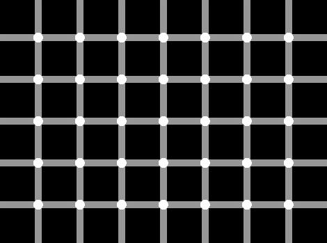 Wahnehmungstäuschungen (1) Zähle die schwarzen Punkte in folgendem Bild! (Quelle: www.eyetricks.