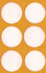 Self-adhesive felt washers in various sizes and thickness. Ideal for protecting polished surfaces and floors.