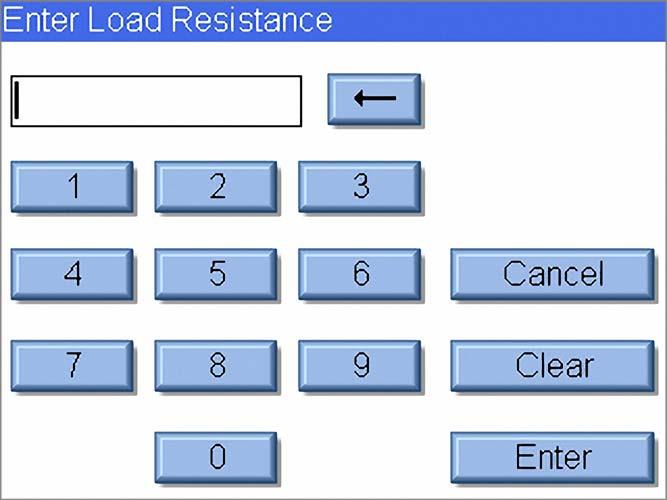 Zehnertastatur: Dieser Bildschirm dient zur Eingabe numerischer Daten. Backspace (Rücktaste): Dient zum Löschen einer einzelnen Ziffer der Eingabe.