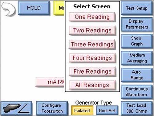 6) Drücken Sie im Menü «Select Screen» (Bildschirm auswählen) die Schaltfläche «Display Parameters»