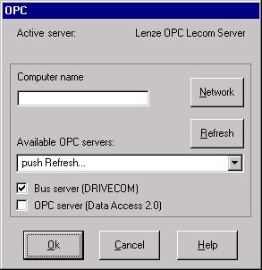 2. In the list field select the entry OPC and select the button Parameter..., to open the dialog box OPC : 3.