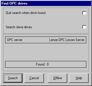 5.1.3 Find OPC drives Once GDC has been configured as an OPC client, you can search online to find the drives connected to the OPC bus server: 1.