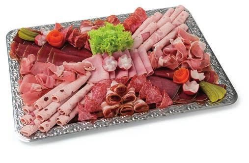 Apéro-Platte Sandwiches/Brötchen Fleischkäse, Salami, Trockenfleisch, Rohschinken, Thon, Lachs, Ei, Käse Apéro-Platte Fleisch