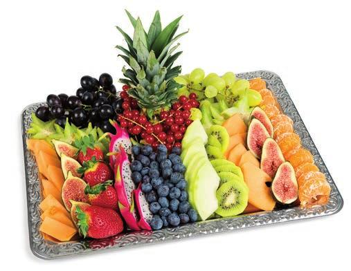 Früchte-Platte Sorten (saisonal): Beeren, Äpfel, Kiwi, Feigen, Ananas,