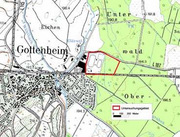 2 Methode 2.1 Untersuchungsgebiet Das Untersuchungsgebiet befindet sich am Südlichen Oberrhein auf Gemarkung Gottenheim. Es befindet sich auf eine Höhe von ca. 190 m ü. NN, zwischen Siedlung und Wald.