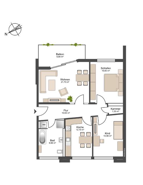 WE Größe Wohnfläche in m² Kaltmiete / m² Wfl.