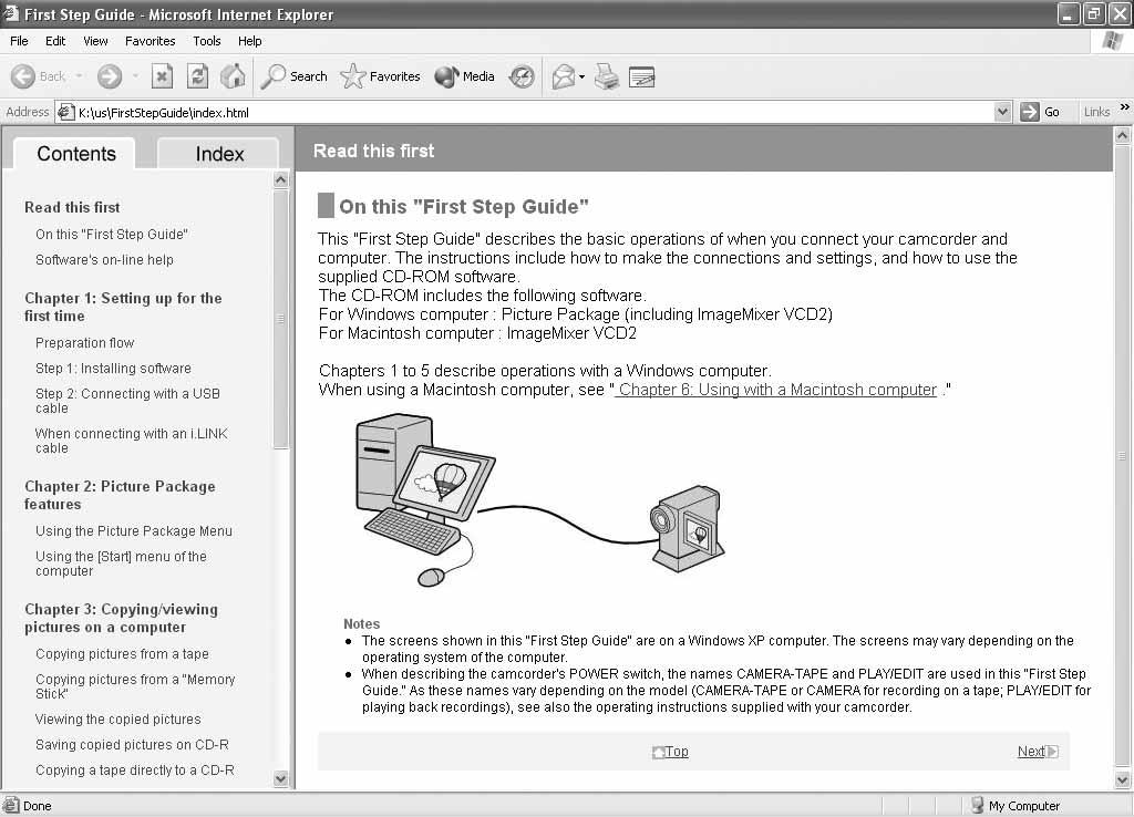Verwenden von Erste Schritte ( TRV270E/285E) Anzeigen von Erste Schritte Aufrufen auf einem Windows-Computer Doppelklicken Sie auf das Symbol auf dem Desktop. Sie können auch [Start], [Programs] (bzw.