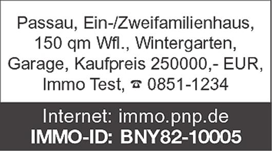 pnp.de IMMO-Börse: immo.pnp.de Fließsatzanzeige s/w: Fließsatzanzeige s/w: 33 ab