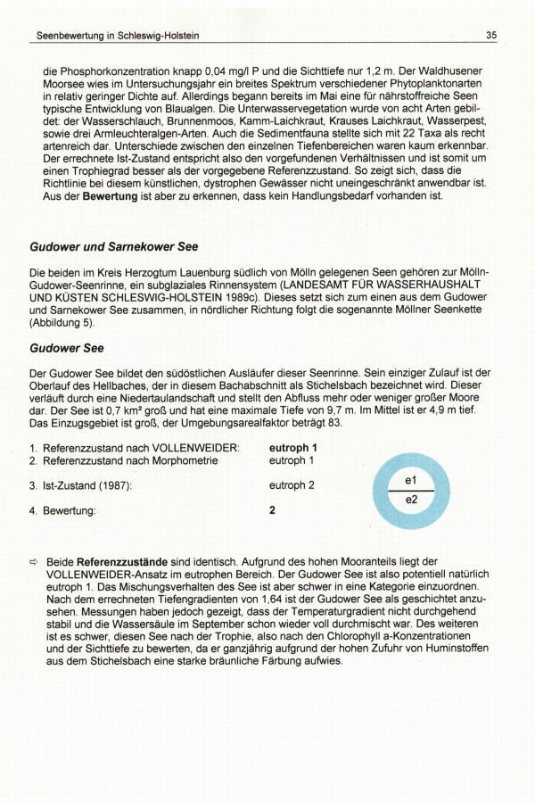 Seenbewertung in Schleswig-Holstein 35 die Phosphorkonzentration knapp 0,04 mg/i P und die Sichttiefe nur 1,2 m.