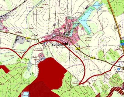 B 98 OU Schönfeld (2-streifiger Neubau, 2,1 km) III - IV - Nähe zu Natura 2000-n Unvermeidbar Bei nördlichen Trassenverlauf Querung der Aue des Baches aus Schönborn oder Schönfelder Dorfbach