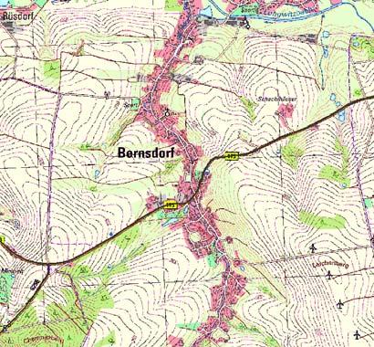 B 173 OU Bernsdorf (2-streifiger Neubau, 1,7 km) II Nähe zu Wohngebieten / Siedlungsbänder Unvermeidbar Querung der rel.