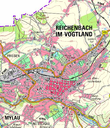 B 173 T-OU Reichenbach (2-streifiger Neubau, 0,8 km) II - III Nähe zu Wohn- und Mischgebieten Unvermeidbar Flächendeckend hohe Prägung Kultur und sonstige Östliches Vogtland Wahrscheinlich