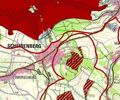 B 101 -OU Scheibenberg (2-streifiger Neubau, 3,5 km) - Nähe zu Wohn- und Mischgebieten / Staatlich anerkannte Erholungsorte Schlettau und Scheibenberg - Nähe zu Natura 2000-n Unvermeidbar