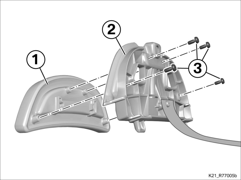 4 mit Rückenpolster für Aluminium-Höckerabdeckung SZ Rückenpolster einbauen Rückenpolster (1) an Staufachdeckel (2) ansetzen und mit