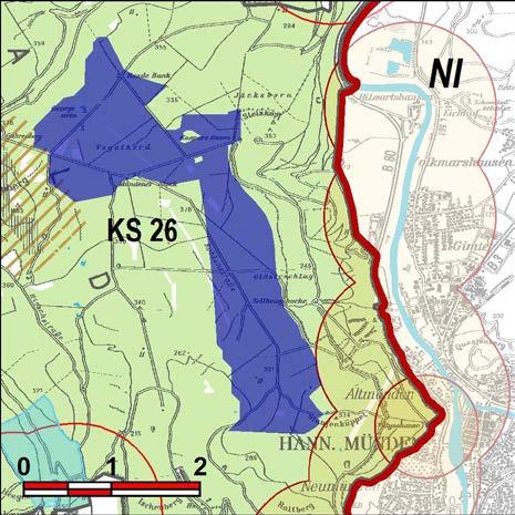 Kennung: KS 26 am Gahrenberg Gutsbezirk Reinhardswald Flächengröße Suchraum: 1.360 ha Vorranggebiet: 487 ha 5.75 m/s bis unter 6.