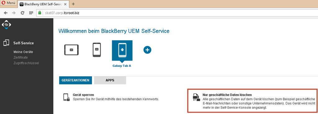 Webbrowser starten und die Webseite http://blackberry öffnen. Sich mit dem normalen Windows Login anmelden. Diese Webseite ist nur in der Ypsomed AG intern verfügbar.