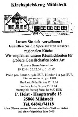 Skatverband TENNIS Skat-Journal aktuellwestküste Kiel Vereins-Vergleichskampf Am 6. November 2004 fand zum 7. Mal der Vergleichskampf zwischen Friedrichstadt, Witzwort, Rantrum und Silberstedt statt.