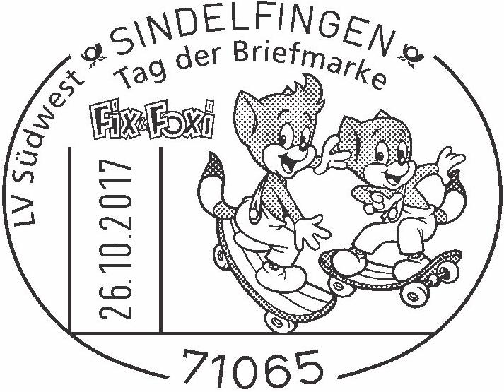 71065 SINDELFINGEN - 26.10.2017 Stempelnr.: 20/317 Teilnahme der Deutschen Post Philatelie an der Int. Briefmarken-Börse Sindelfingen Messe Sindelfingen, Mahdentalstr.