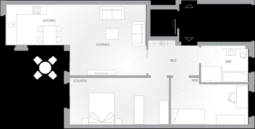 2. Obergeschoss WOHNUNG 11 Wohnen/ Kochen 31,4 m 2 Diele 6,5 m