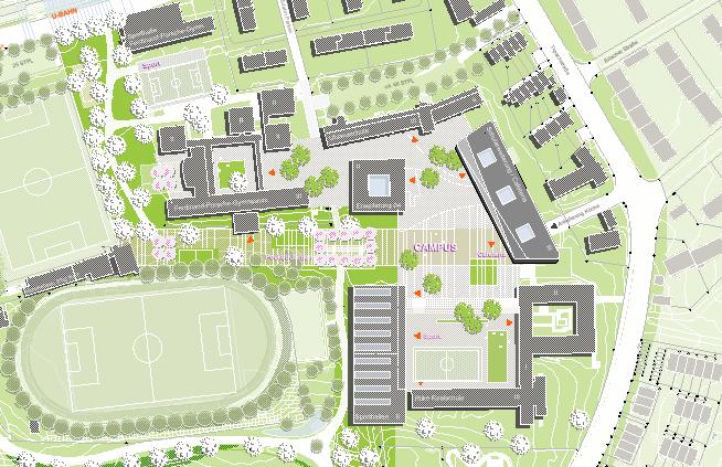 Masterplan Schulcampus Rot Hauptgebäude Fachklassen Klassen / Verwaltung Kreativ / Technik- Werken Schulerweiterung / Cafeteria Cluster Verwaltung