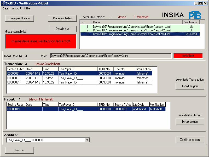 INSIKA Verifikations Modul (II) nutzt veröffentlichte und frei zugängliche Verfahren Nachbau einer Verifikationssoftware für INSIKA-Daten ohne größere Probleme möglich IVM-Software zur