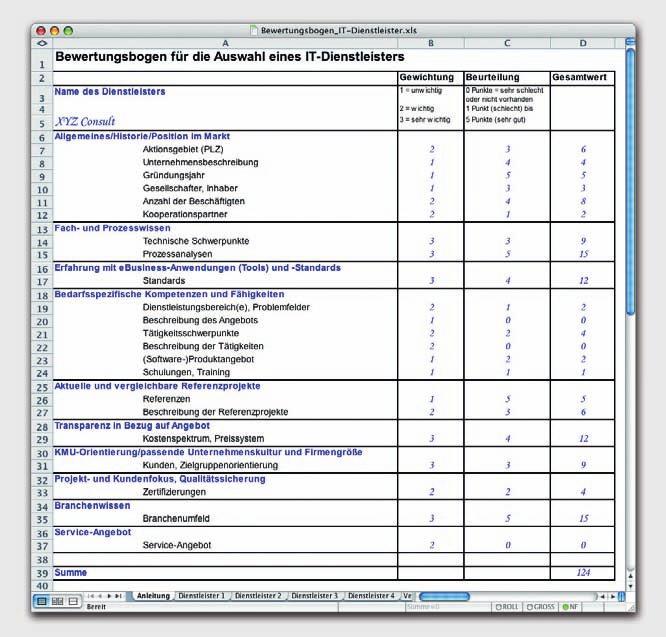 Erläuterung zum Bewertungsbogen 0 Kostenloser Download unter www.prozeus.de, Rubrik Publikationen & Downloads.