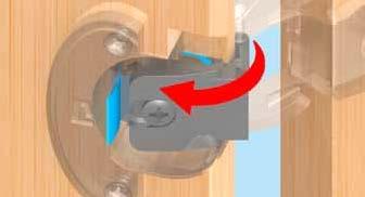 Aktivierung der Verstellung durch Schraubendreherdruck in Fenster C. Türe durch Drehung des Werkzeuges stufenlos ausrichten (± 2 mm). Schrauben wieder fest anziehen.