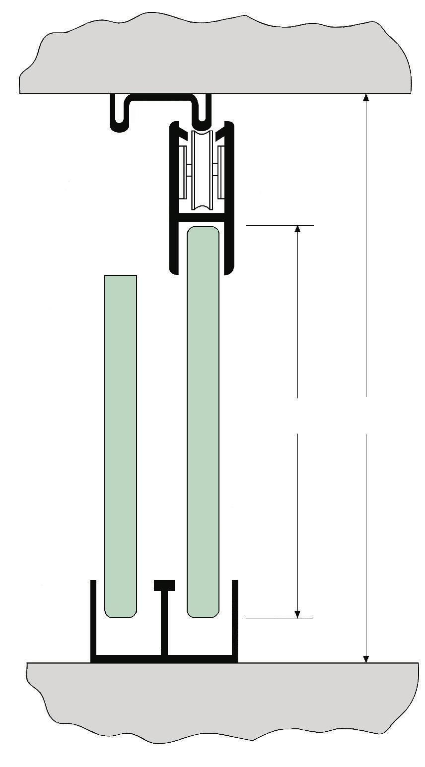 Glasschiebetürbeschlag Art.-Nr. 81 001ff - systemkombinierbar - für 5-8 mm Glasdicken einsetzbar. Belastung (max.