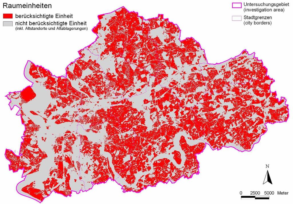 4 Ergebnisse der BBK Ruhrgebiet Für die BBK Ruhrgebiet wurden Nutzungen mit einer Flächengröße von insgesamt 501 km² berücksichtigt, das entspricht ca.