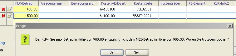 Enzelbuchung KLR-Betrag: Das Feld KLR-Betrag kann manuell oder durch Doppelklck gefüllt werden. De Engabe mt Doppelklck übernmmt den Wert des Feldes "KLR-relevanter Betrag" n das Feld "KLR-Betrag.