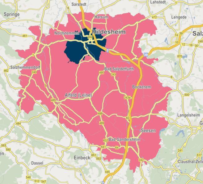 Einzugsgebiet Einzelhandelskaufkraft-Index und Zentralität 2013 in % Hildesheim Ø 50T 100T Einwohner 160,0 140,0 148,7 120,0 100,0 80,0 99,9 100,3 119,0 60,0 40,0 20,0 0,0