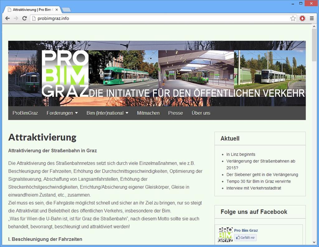 Presseinformation ProBim Graz für ein attraktiveres und leistungsfähigeres Straßenbahnnetz in Graz 14.